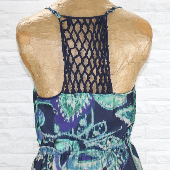 XHILARATION Dress Paisley Tie Dye Peacock Boho Floral Colorful Racerback Lace XS - Picture 5 of 14